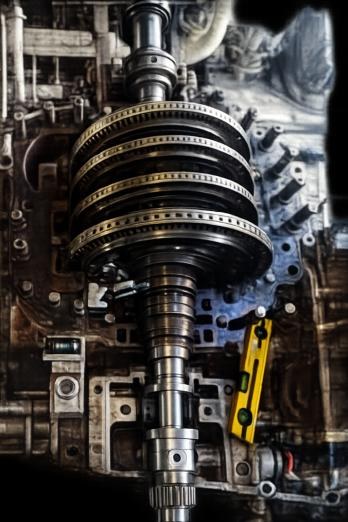 Turbine rotor and gear assembly during overhaul