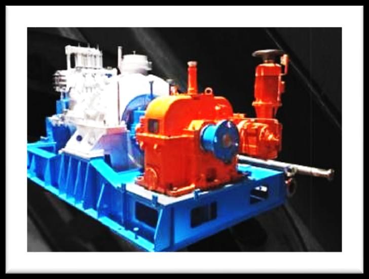 Steam turbine and alternator skid unit serviced by SGE technicians